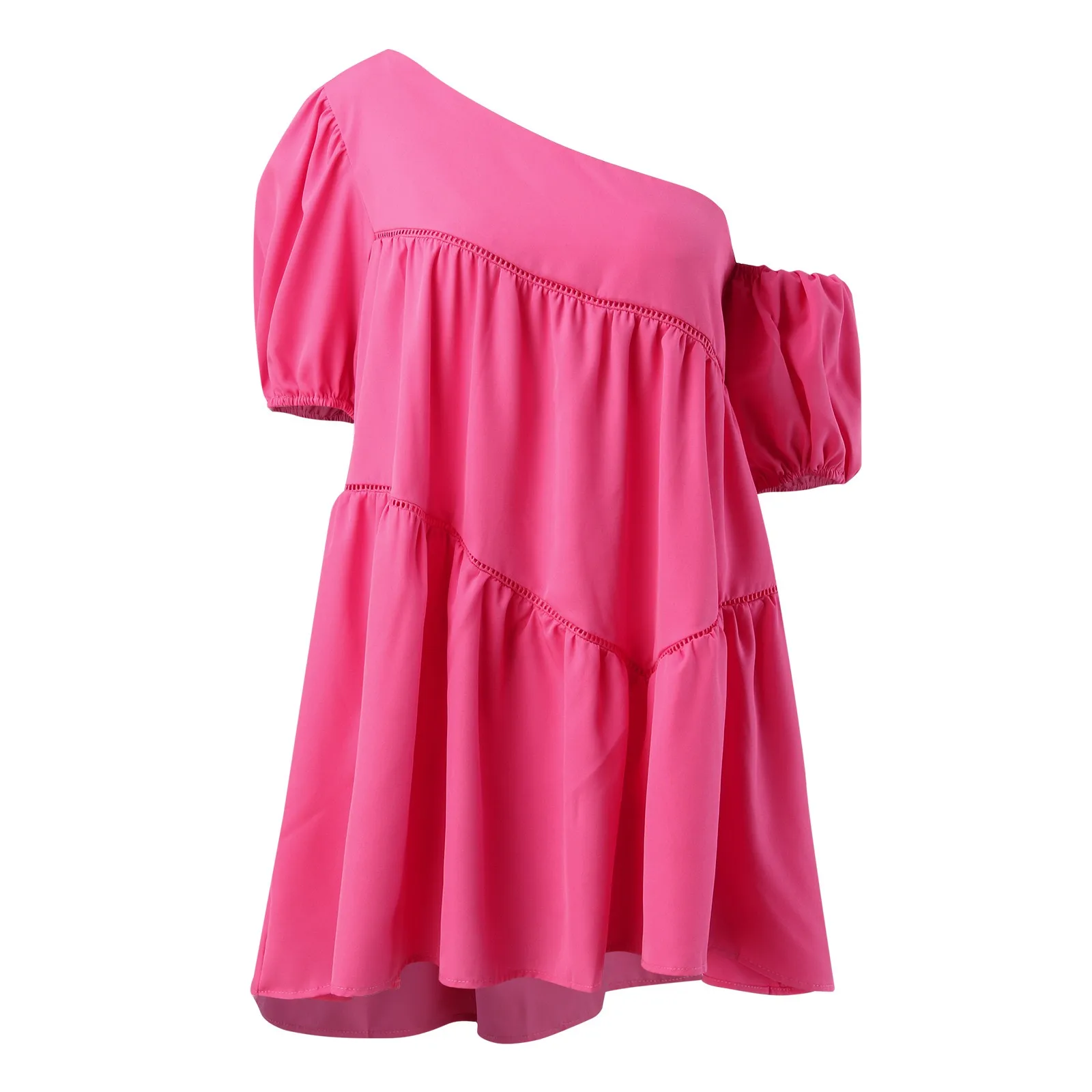 Женский Осенний свободный сарафан на одно плечо асимметричное платье с пышными