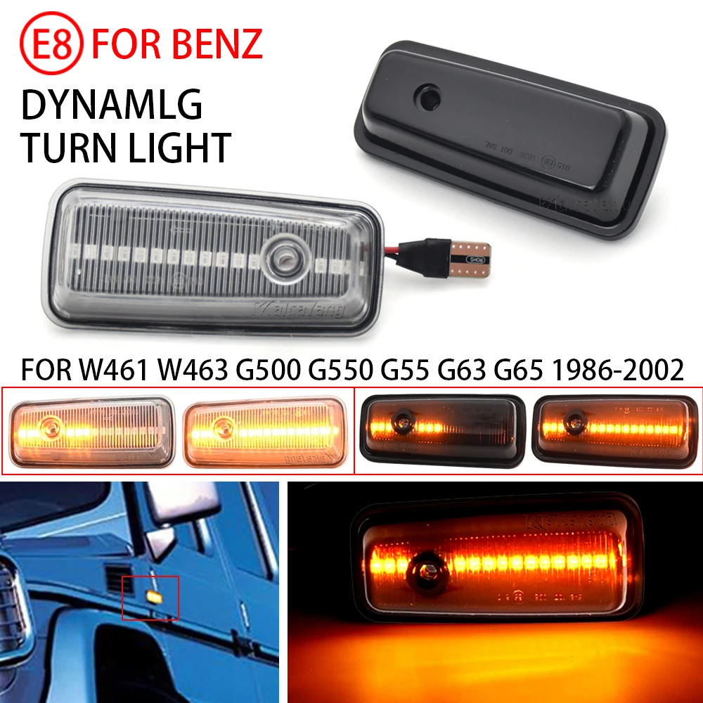

For Mercedes-Benz G-Class W463 W461 G500 G550 G55 G63 G65 Turn Signal Light 2pcs Dynamic Ambe LED Side Marker