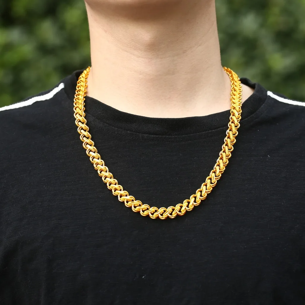

Luxury 999 Yellow Gold Necklace for Men 8m10m12m Thicken 6N Gold Necklace Boyfriend Chritmas Gift Man Anniversary Jewelry Gifts