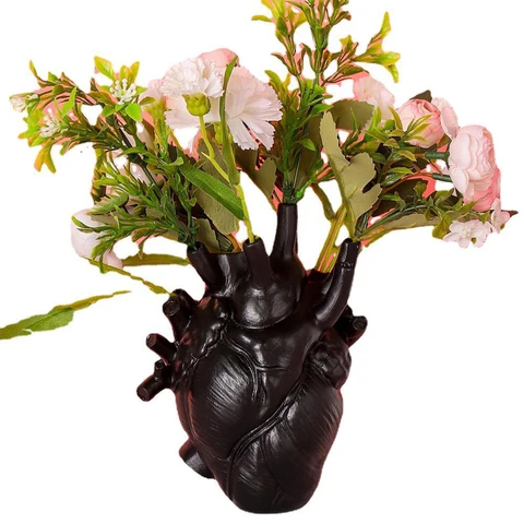 Декоративный Ваза «сердце» для засушенных цветов, из смолы, 16 см, настольный, для домашнего декора