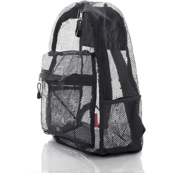 Mesh Transparent See Through Backpack - Black