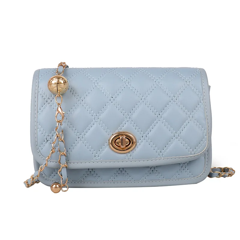 

QIAOSANSAN Women's Handbag Designer Fashion One-shoulder Messenger Embroidered Line Rhombus Small Square Bag Casual Texture