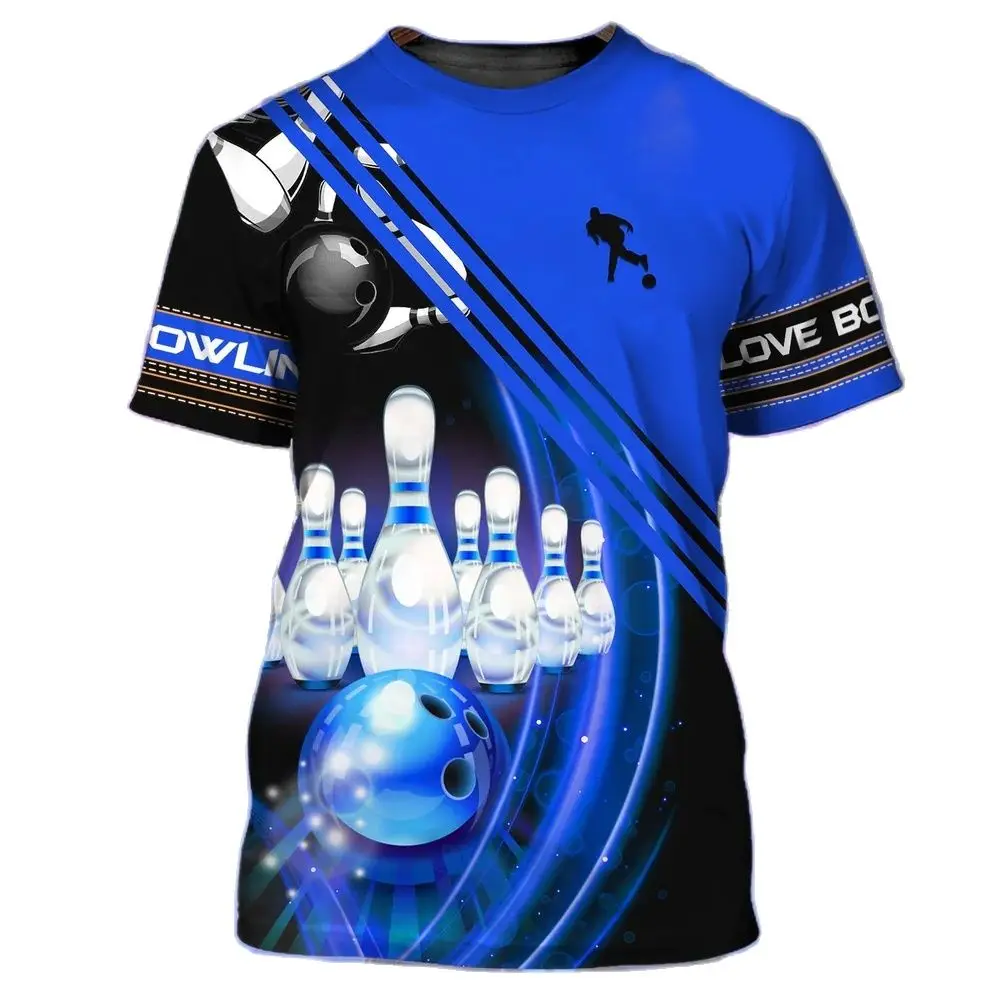 

Summer New High-End Bowling Shirt 3D Printed Fashion Casual Sports Men's And Women's Gorgeous Round Neck Short Sleeve Loose Tops