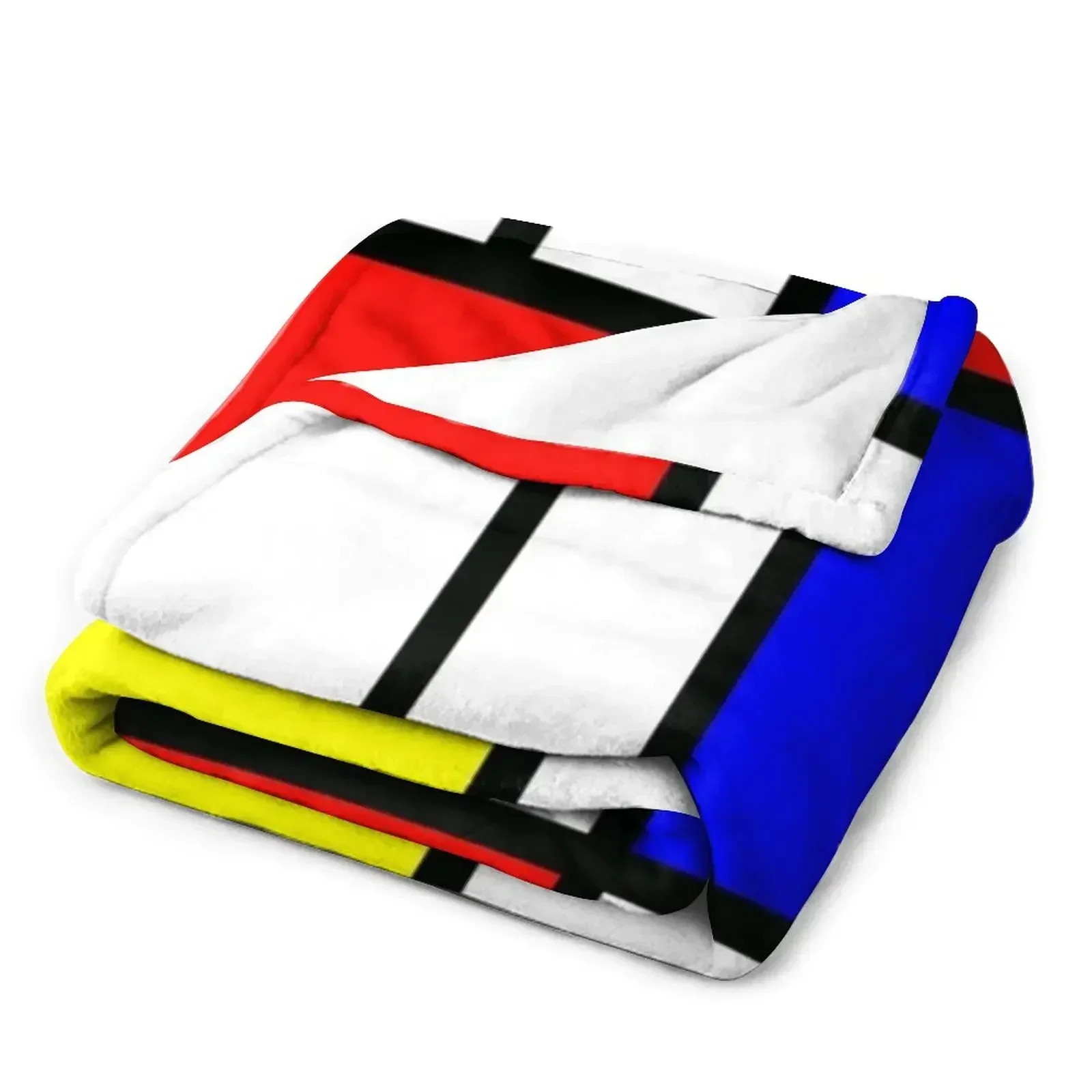 Композиция Piet Mondrian 2 | Цветной блок с красным желтым и синим пледом набивные