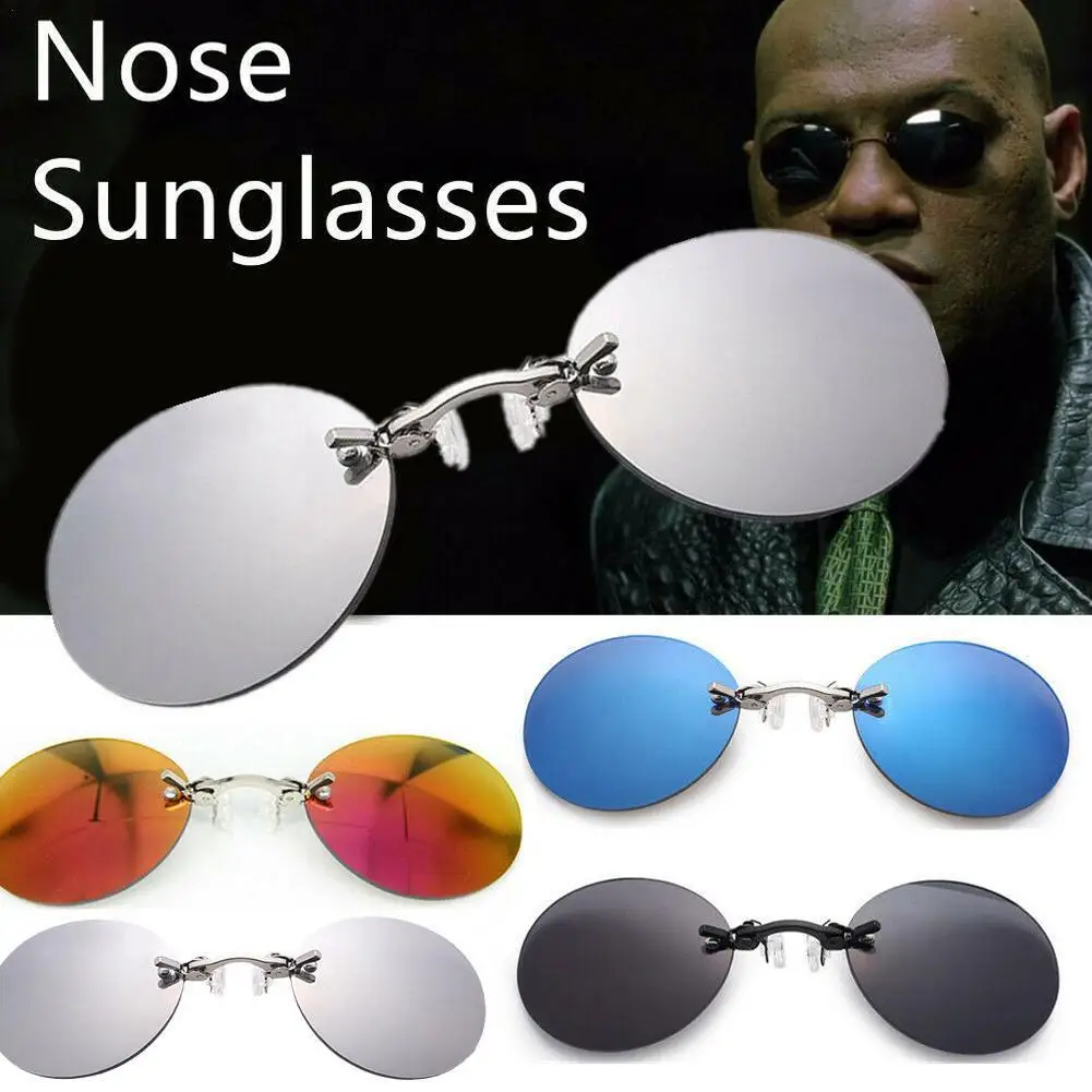 Фото Солнцезащитные очки с зажимом для носа круглые матрица морфеуса Винтажные UV400