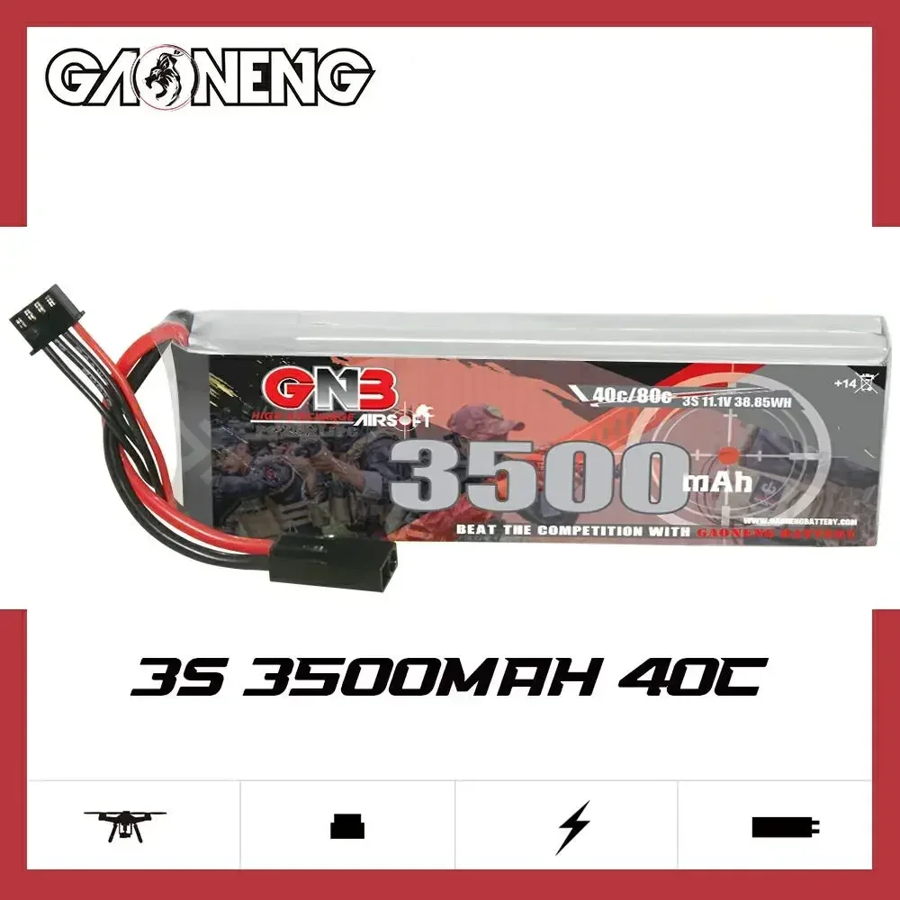 

GAONENG 3500mAh 3S1P 11.1V 40C Lipo Battery With Mini Tamiya Plug For RC Model Airsoft Water Gun Air Pistol Electric Toys Parts