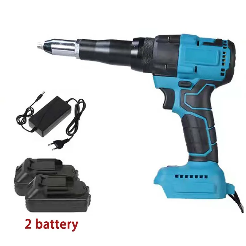 88V Electric Rivet Gun Cordless Rivet Nut Gun Screwdriver Drill Insert Nut Pull Riveting Tool 3.2-4.8mm With Battery 2pcs