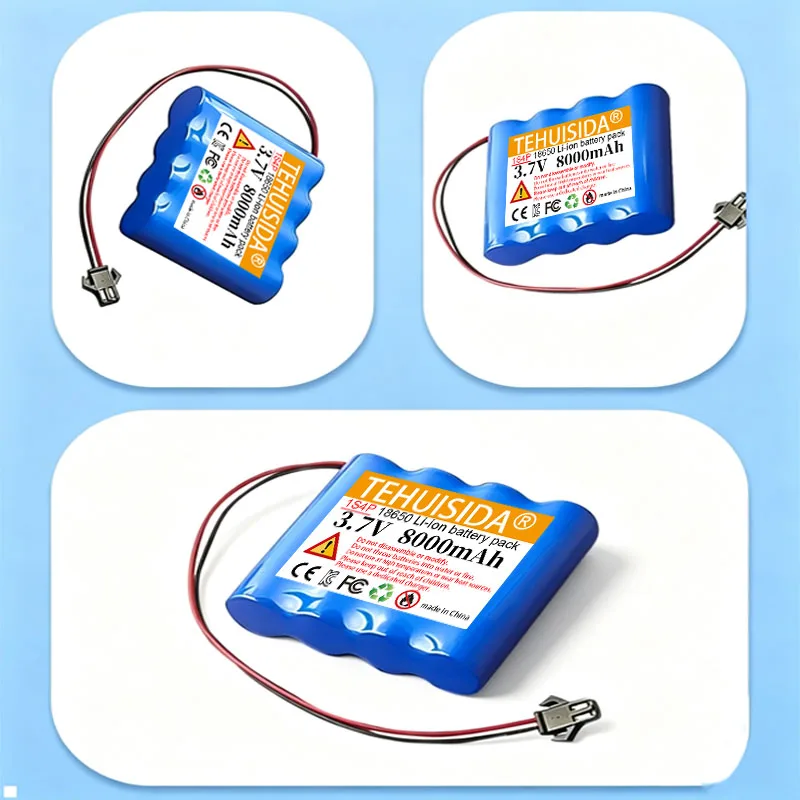 Фото Новый аккумуляторный блок 18650 3.7V 8000mAh 4P Li-Ion для игрушек, косметических приборов, умных устройств, роботов-пылесосов, детекторов, с разъемом SM XH2.54 и встроенной BMS №5