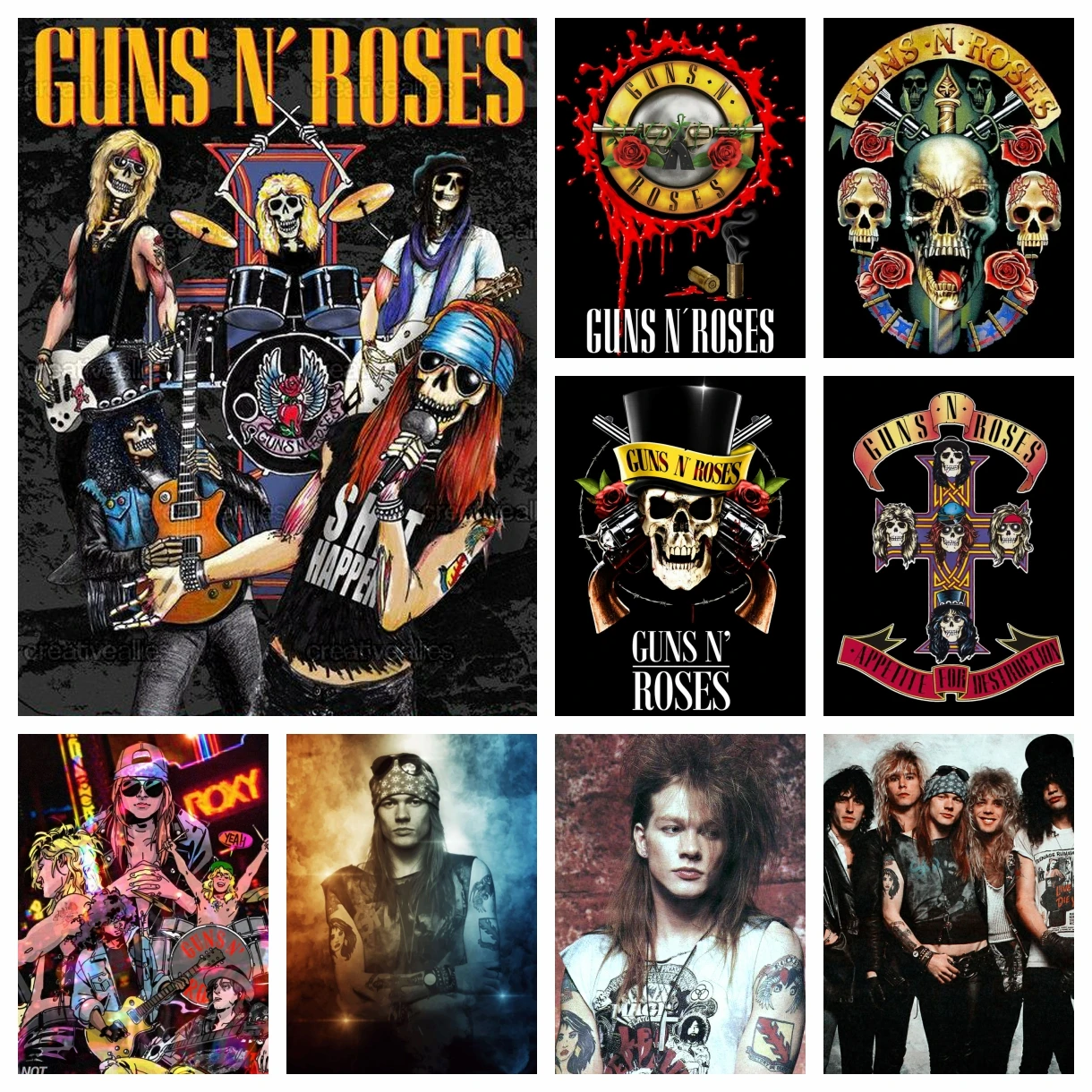 

Guns N Roses Heavy Metal Rock Band Diamond Painting Rip Skull Art Embroidery Cross Stitch Kit Handmade Gift Home Decor