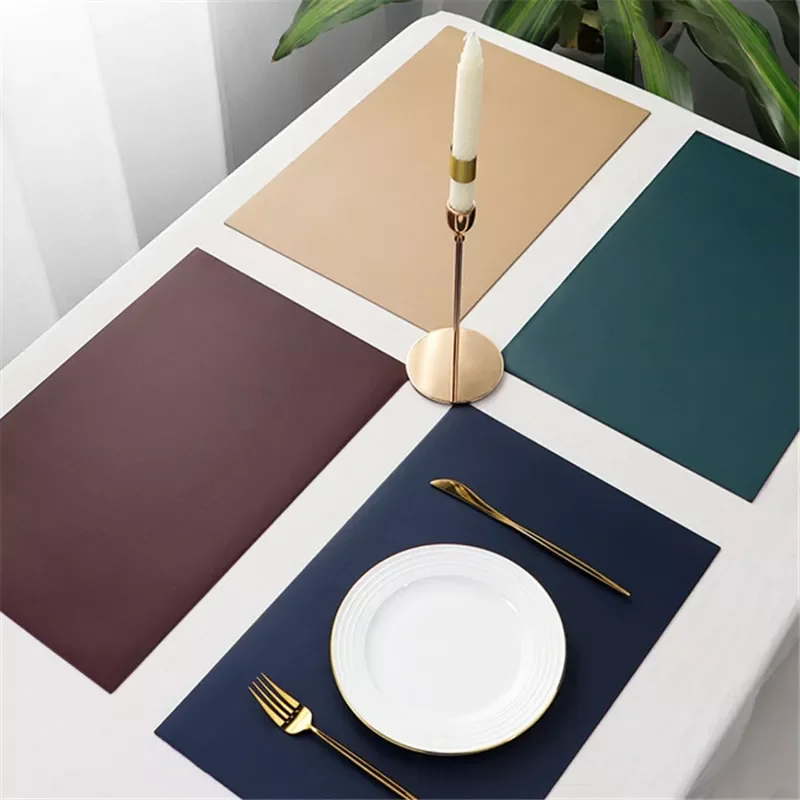 

NEW2022 30*43cm Rectangular Table Mat PU Leather Placemat Waterproof Greaseproof Pad Kitchen for Dining Table Insulation Pads