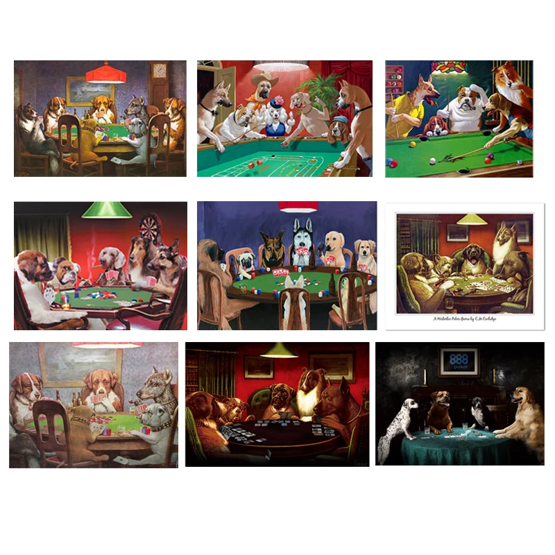 Забавный постер с собаками играющим в бассейн Джек-риппер винтажная Печать на