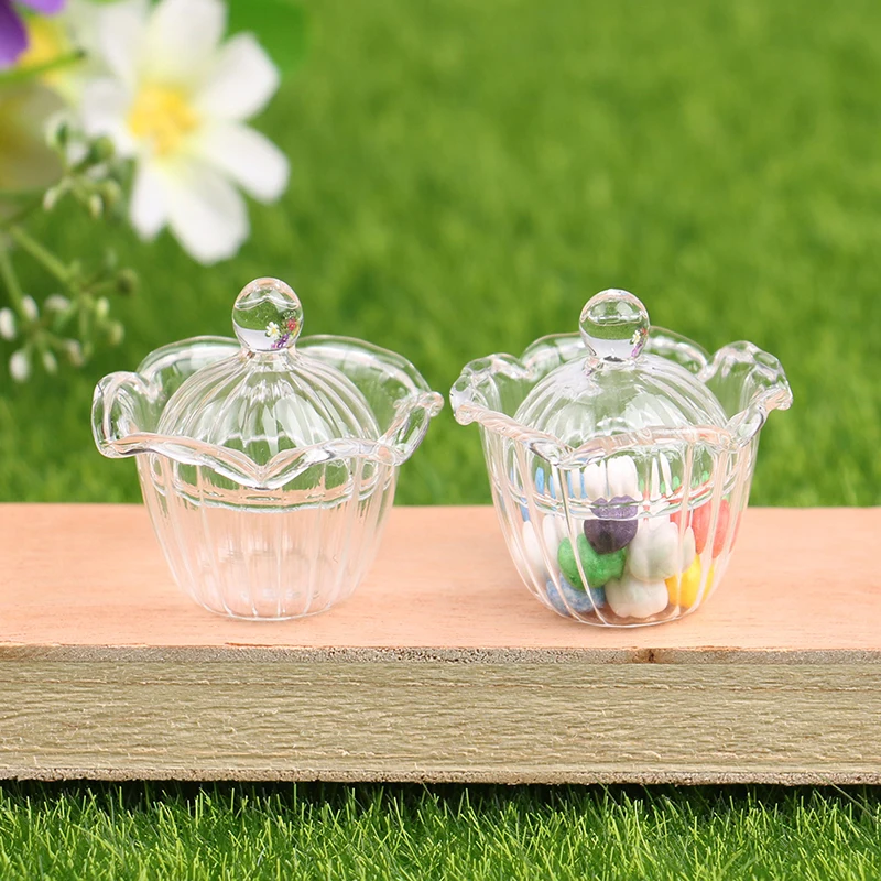 

1PC 1/12 Dollhouse Miniature Glass Candy Jar Simulation Candy Bottle Model Toy For Dollhouse Decoration