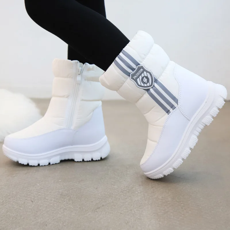 Children Side Zipper Thick Velvet Snow Boots Kids Warm Winter Shoes For Girls