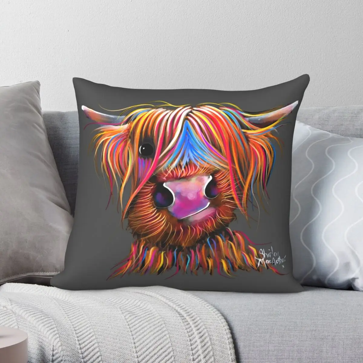 

Подушка из коровы Highland, искусственная Полиэстеровая льняная бархатная Декоративная Подушка на молнии, чехол для диванной подушки