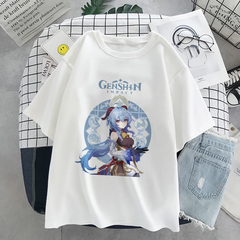 

Women T-shirt Impact Genshin Graphic Oversized T-Shirt Harajuku Summer Kawaii Anime Short Sleeve T-shirts Female Clothes tops