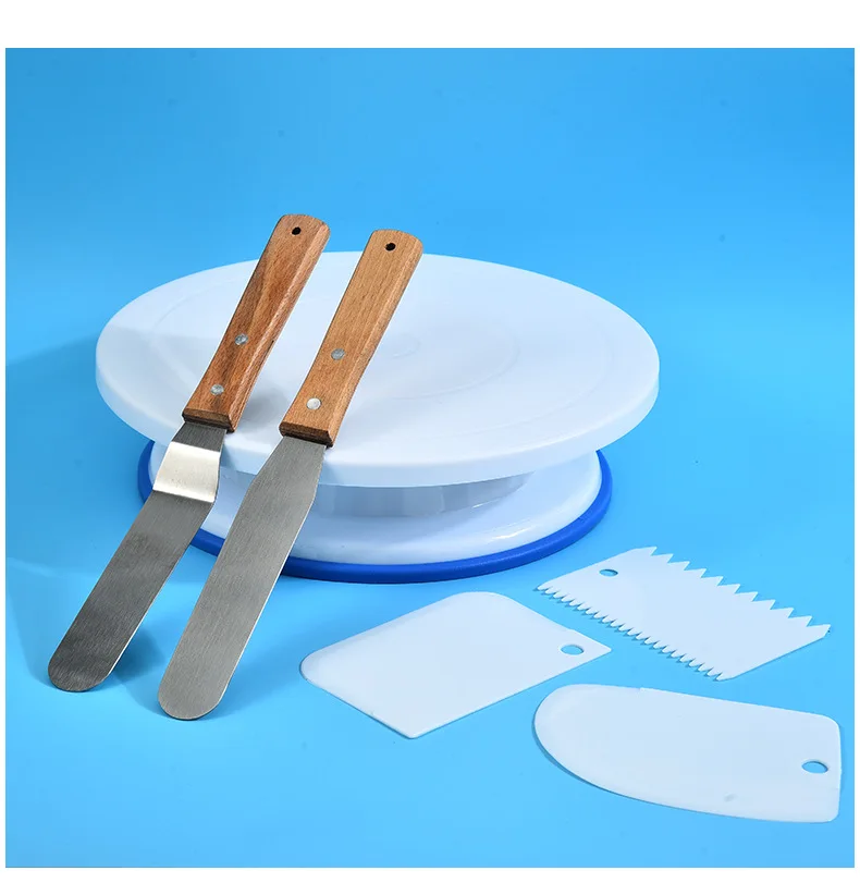 

DIY Cake Turntable Cream Decoration Accessories Spatula Set Rotating Stable Anti-skid Round Cake Table Kitchen Baking Tools