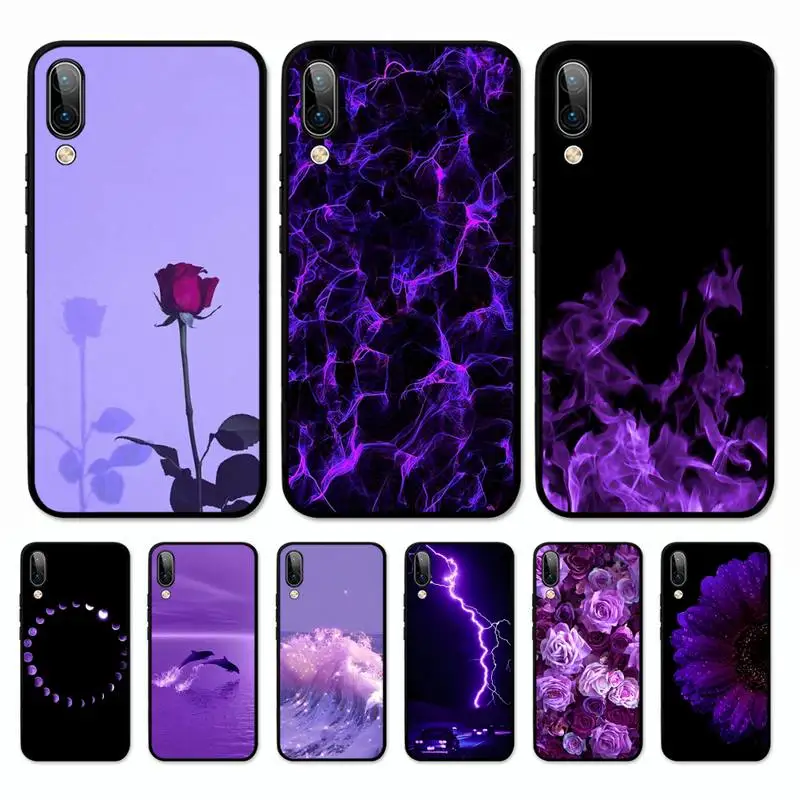 

Purple Aesthetic Phone Case for Vivo Y91C Y11 17 19 17 67 81 Oppo A9 2020 Realme c3