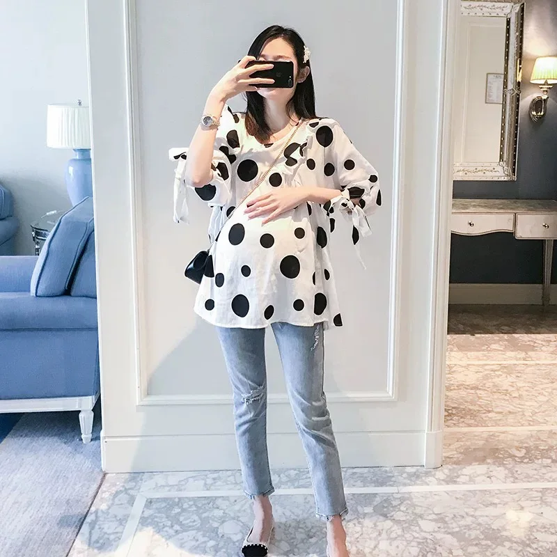 

Spring 2022 Maternity short sleeve shirt large size maternity dress2022