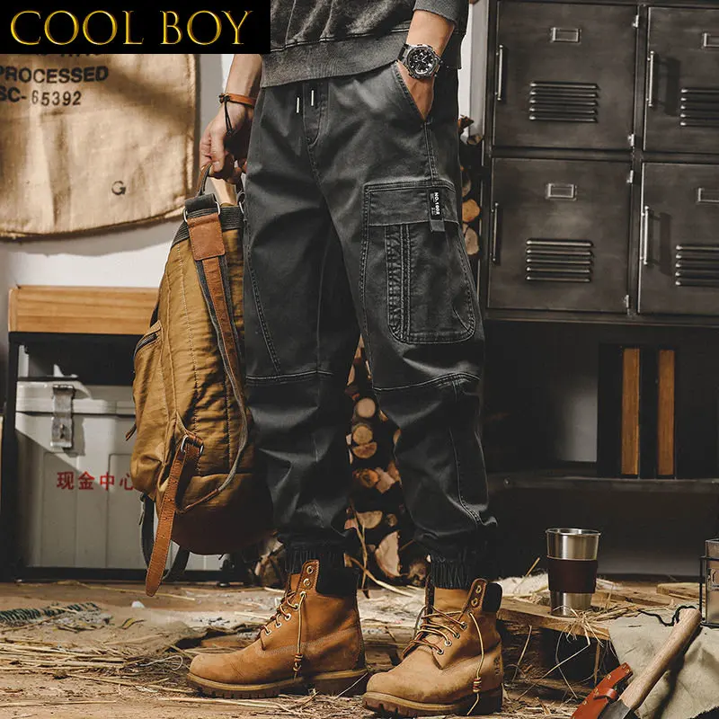 

F GIRLS Techwear Cargo Pants Men Black Cargo Trousers Male Vintage Japanese Streetwear Hip Hop Pockets Safari Style Loose