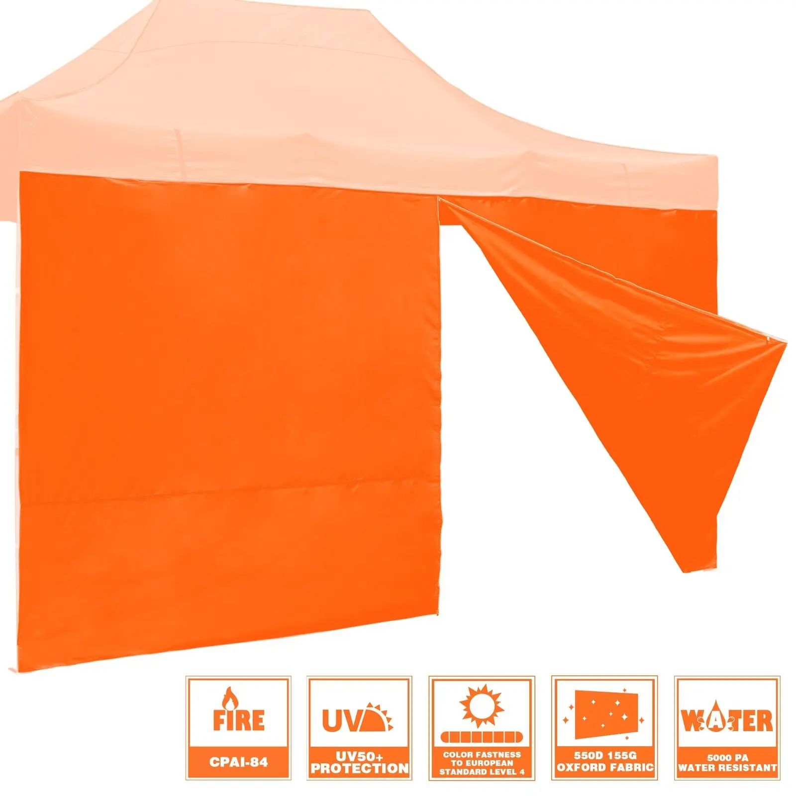 

15x7ft Oxford Fabric Canopy with Zipper UV50+ Protection Sidewall Panel Orange