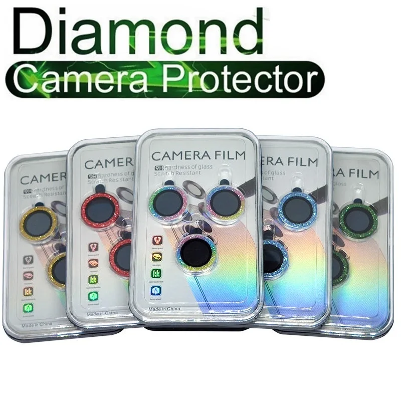 100set Luxury Glitter Bling Camera Lens Protector on For iPhone 11 12 13 mini 14 pro max Back Camera Glass Protect Sticker Cap