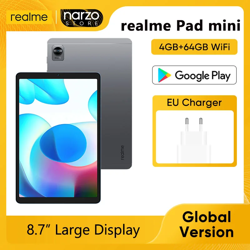  Планшет realme Pad Mini на Android, аккумулятор 6400 мАч, большой дисплей 8,7 дюйма, ультратонкий мощный процессор Unisoc T616 