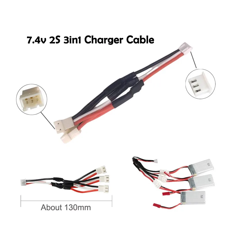 2S 7.4V LiPo Battery Charger Cable 3in1 For SYMA X8C WLtoys V666 Hubsan H501S H501A H502S H216A Parallel USB Charger Adapter images - 6