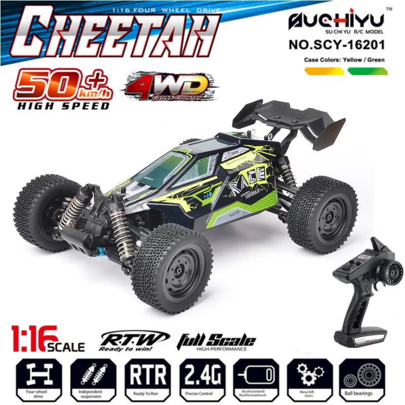 

Hot 16201 Four-wheel Drive Remote Control Car 1:16 Stepless Speed Change Big Truck with Tail RC Racing Model Pickup Truck Toys