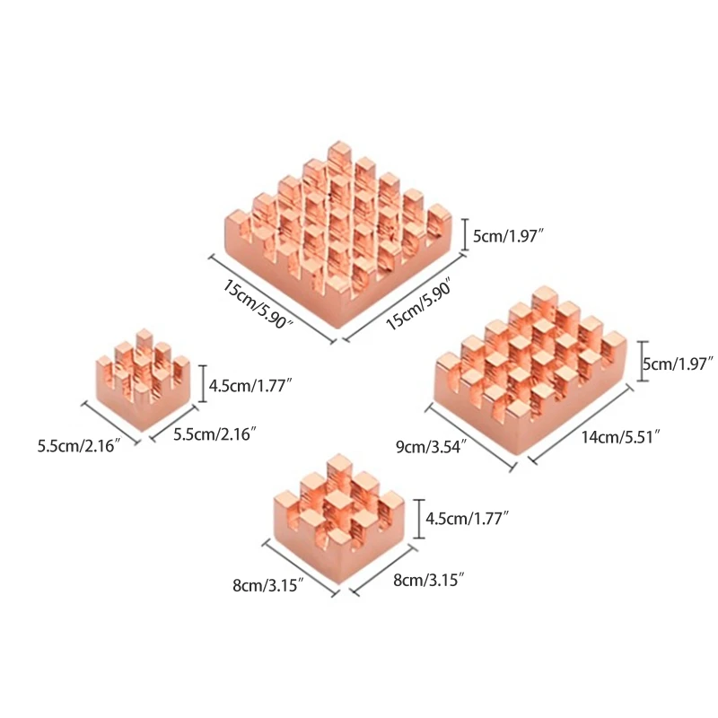 

Медный радиатор для Raspberry Pi 4, металлические радиаторы для процессора, радиатор для охлаждения, для Raspberry Pi 4B, 4 шт.