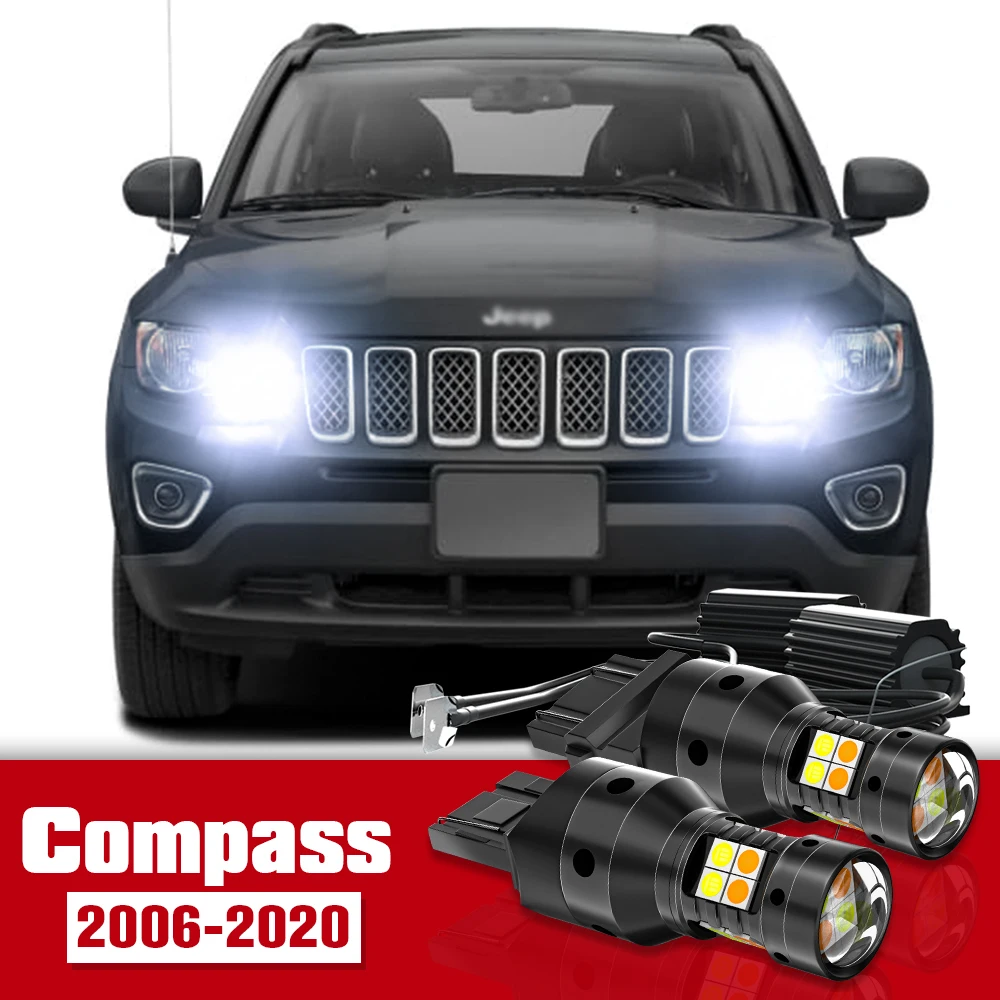 

2pcs Dual Mode Turn Signal+Daytime Running Light Accessories LED DRL For Jeep Compass MK MP 2006-2020 2010 2011 2012 2013 2014