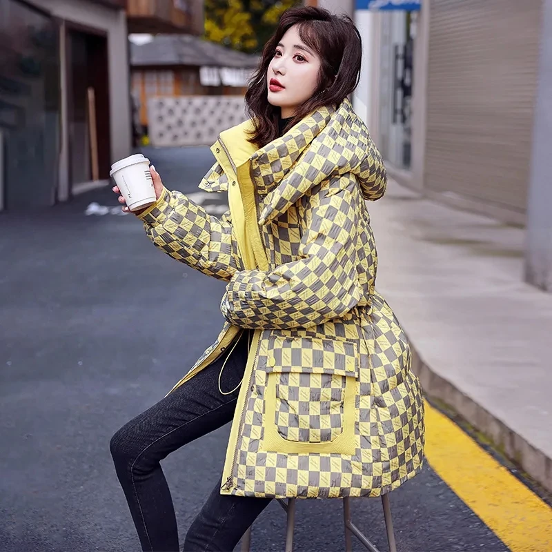 Down Cotton Jacket Women 2022 Winter New Temperament Fashion Casual Padded Coat Female Loose Hooded Long Thick Warm Parkas