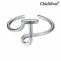 chicsilver letter initial alphabet knuckle rings a z 925 sterling silver stackable adjustable open ring for women jewelry gift