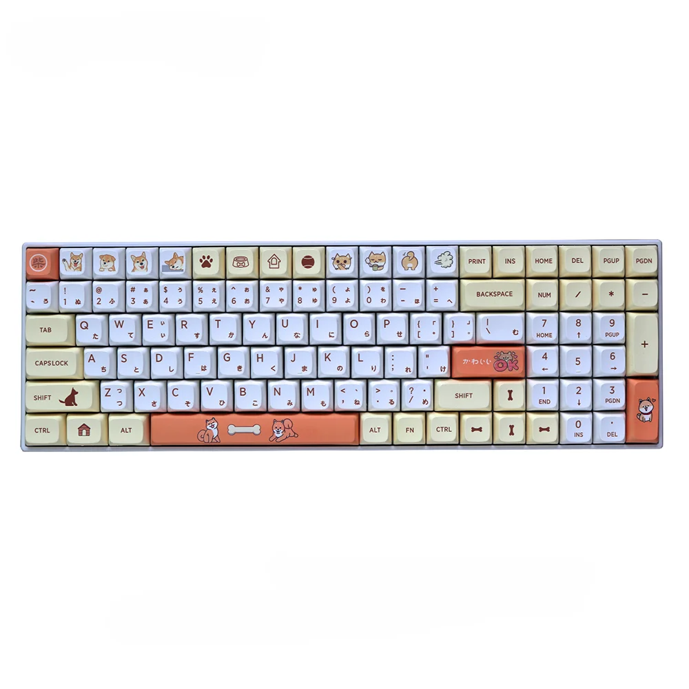 Японская механическая клавиатура Kawaill с 134 клавишами PBT для игр Double Shot GMK желтая