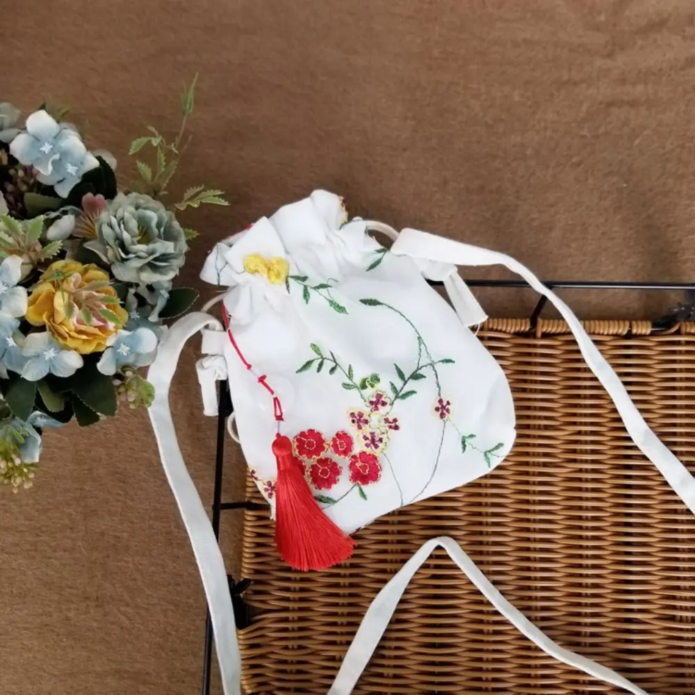 Холщовая Сумка Hanfu Высококачественная сумка для телефона с кисточками и цветами