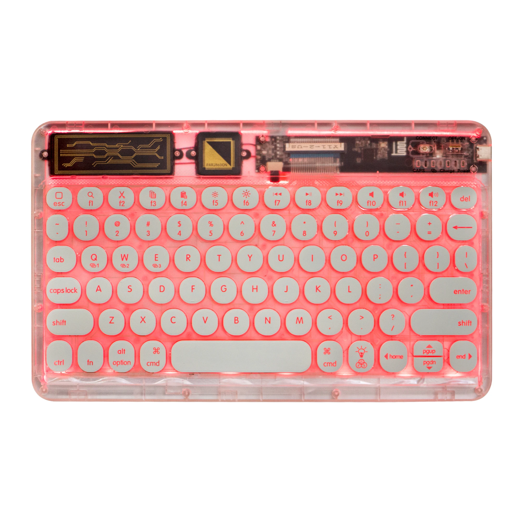 

2022 Transparent Wireless Keyboard with LED Light Phone Tablet Rechargeable Keyboard for iPad Accessories