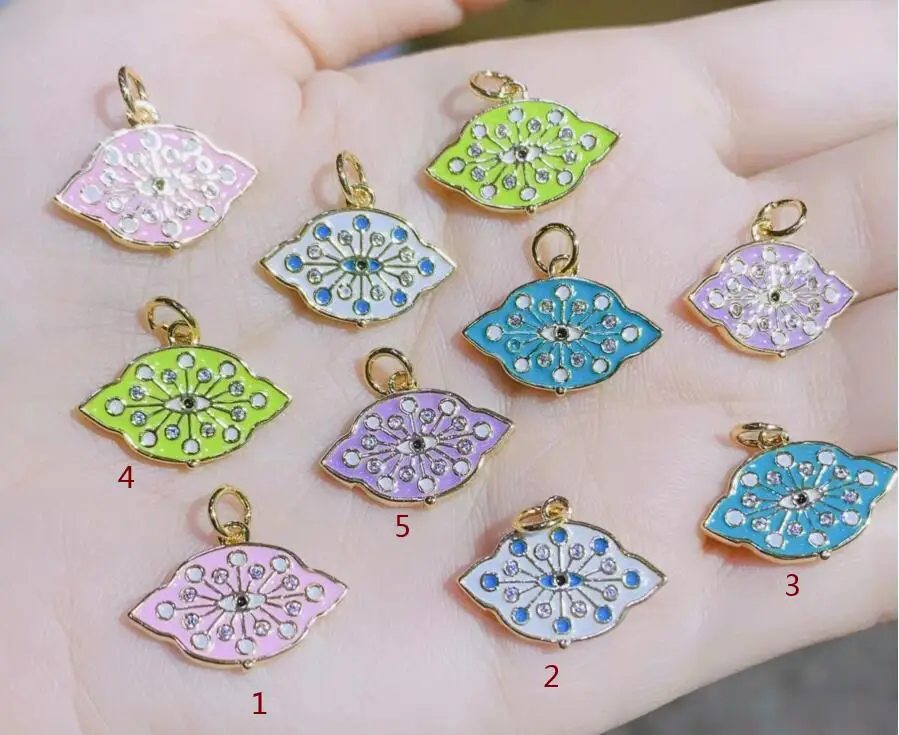 

18*14mm 2pcs lotus geometry eye Connector Charm for neckalce Bracelet Gold Plated Copper CZ Crystal Jewelry Making ds4s