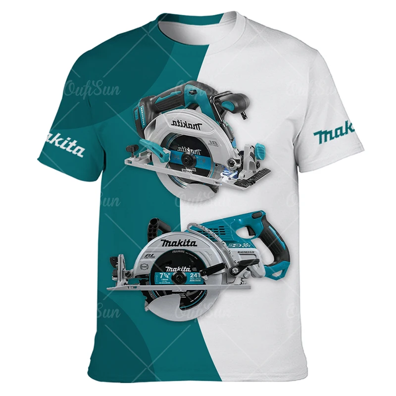 

Men's T-Shirt 3D Chainsaw Print Style Power Tool Pattern Casual O-Neck Short Sleeve Fashion Personality T-Shirt For Men Luxury