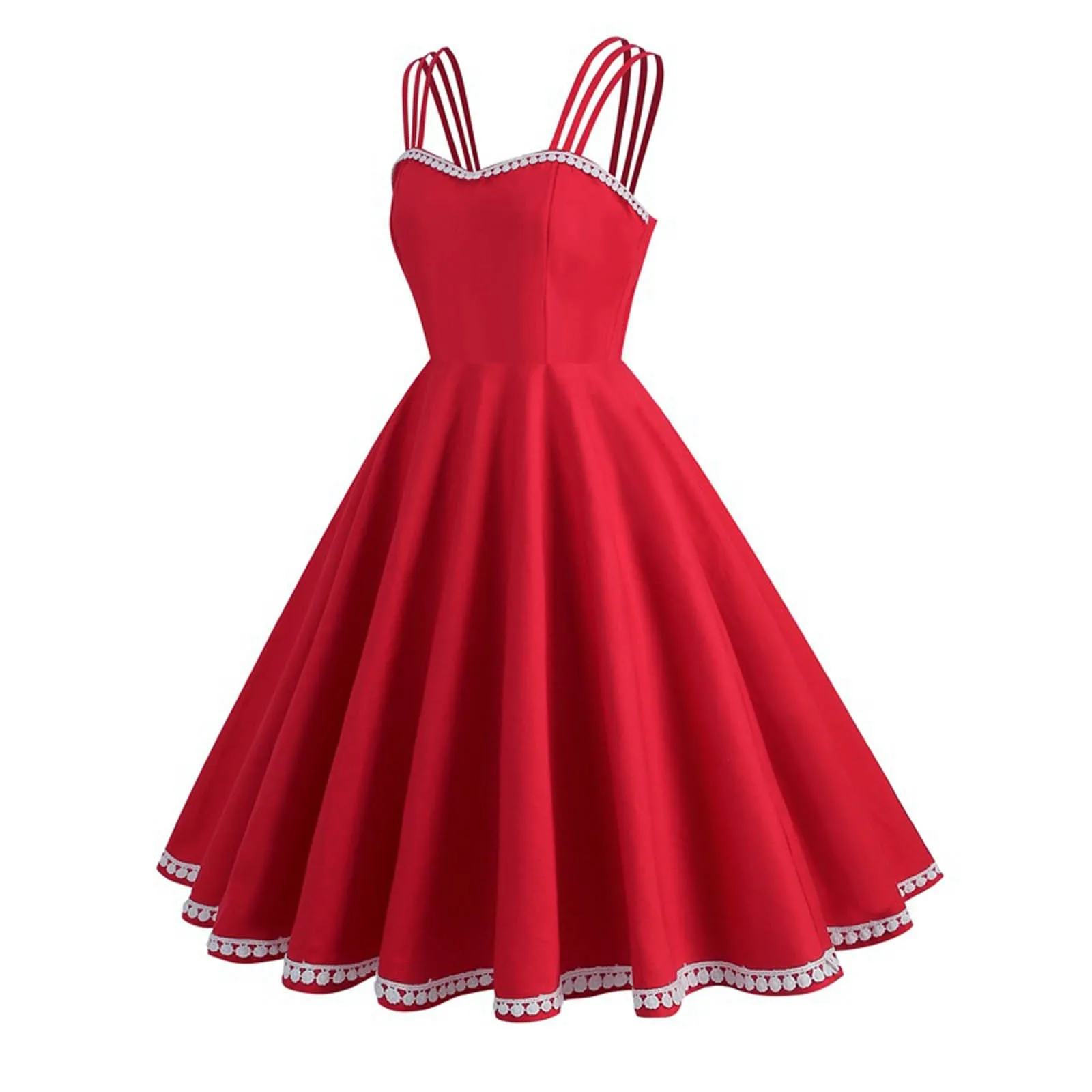 

2023 Vintage Dress 50s 60s Solid Color Gothic Pin Up Rockabilly Sundresses Female Sexy Spaghetti Strap Party Summer Dresses