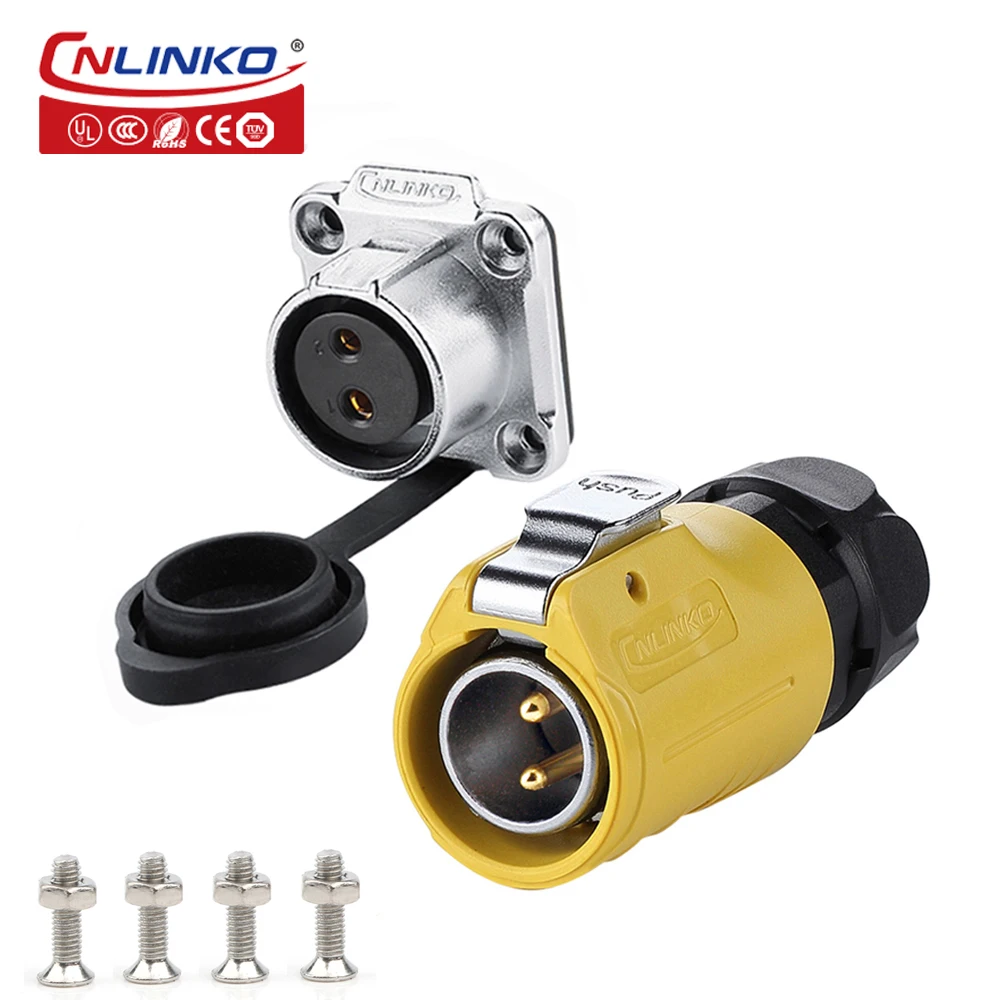 

CNLINKO M20 20A 2 Pin Connector Waterproof IP67 Fast Assembly Welding Wire Plug Outdoor Power Connector for LED Light Plant Lamp