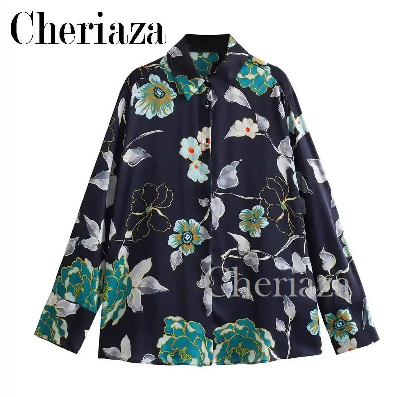 

Женская универсальная Свободная рубашка Cheriaza с отложным воротником и длинными рукавами, Осень-зима 2024