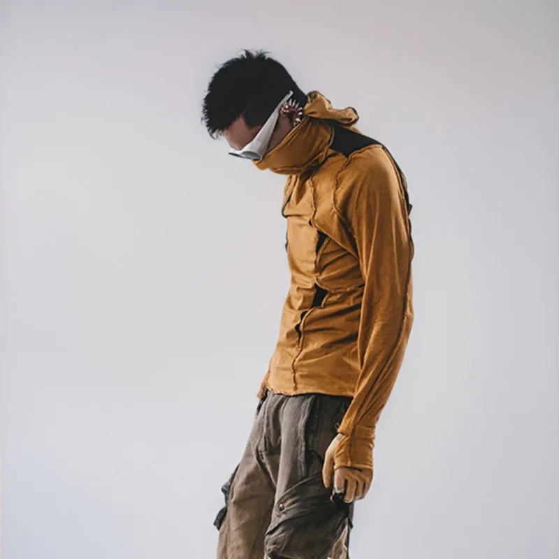 HKSH Осенняя новая мужская футболка с геометрическим рисунком сращенный наружный