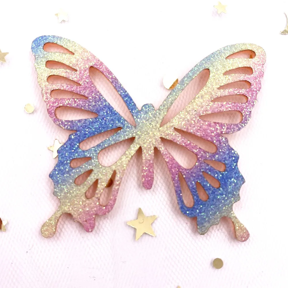 

Felt Fabric Rainbow Glitter Butterfly Applique Wedding DIY Sewing Patch Hair Bow Accessories DIY Craft XE383