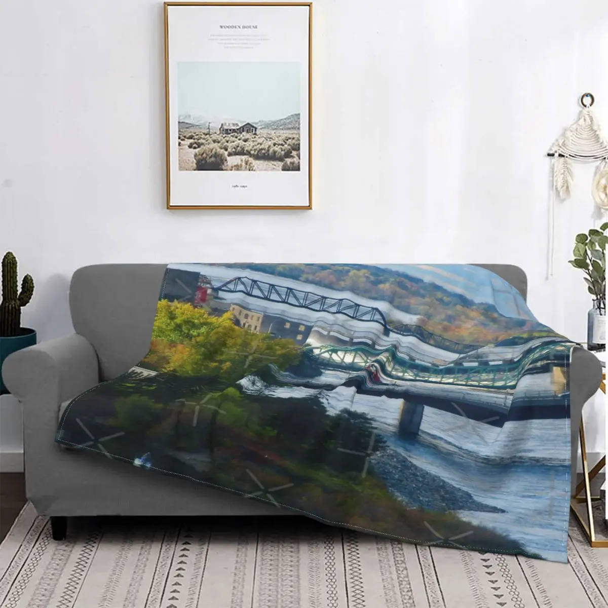 

Manta de muselina a cuadros para cama, cubierta de sofá con capucha, toalla de playa de lujo, puente sobre el río de Londres