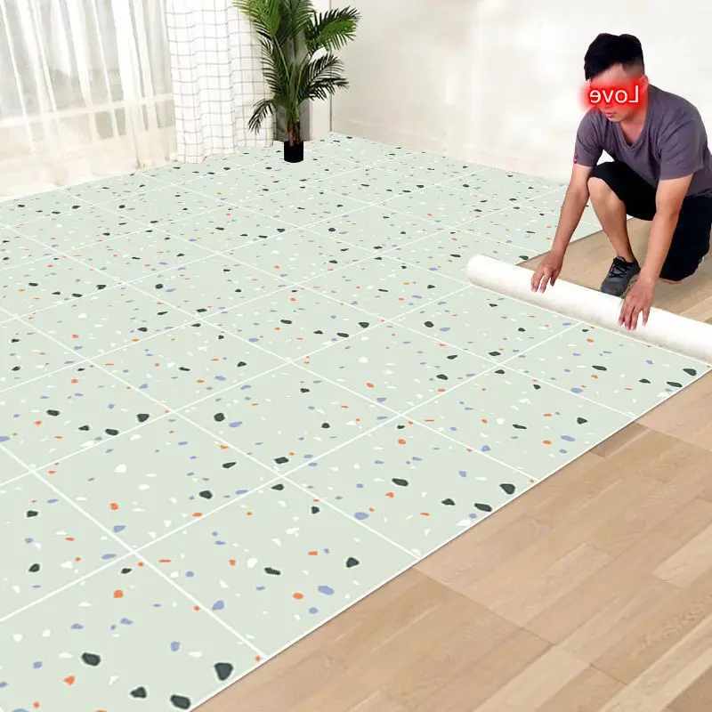 

Self-Adhesive Floor Wallpapers Bathroom Waterproof Floor Stickers Thick Wear-Resistant Pvc Kitchen Non-Slip Floor Wall Stickers