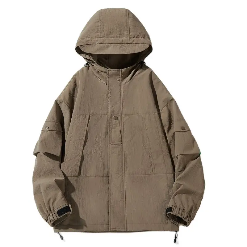 

Men's Jackets Men's Spring Autumn Suede Jacket Coats Men Casual Outdoors Windproof Hooded Loose Coat Tops Handsome Jacket Male
