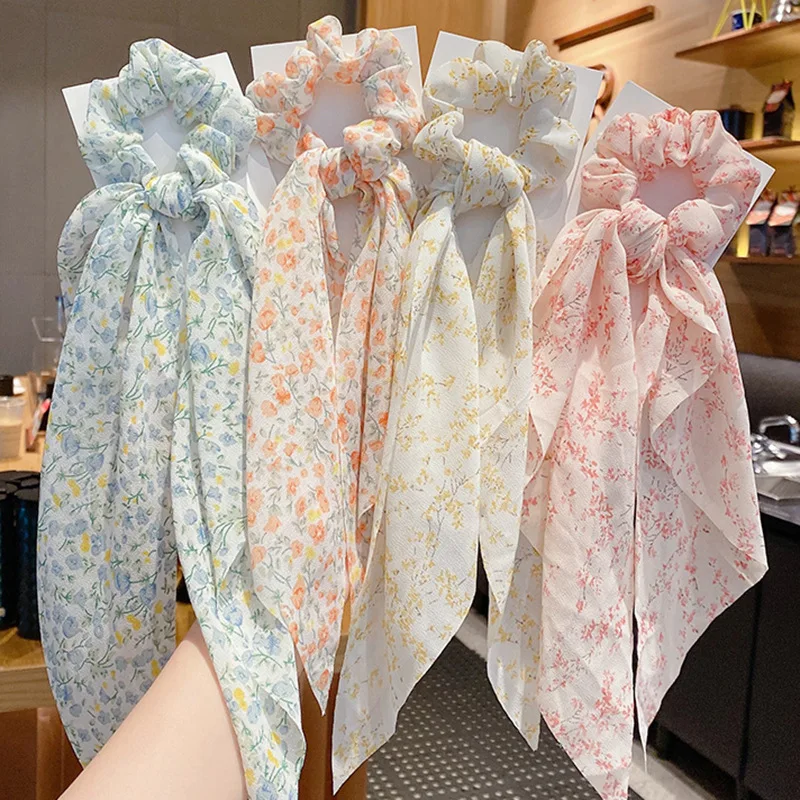 

Женская шифоновая резинка для волос, с цветочным рисунком