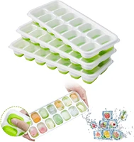14 grid foldable ice cube tray with lid creative silicone ice cube mold baby food supplement mold home diy chocolate mold
