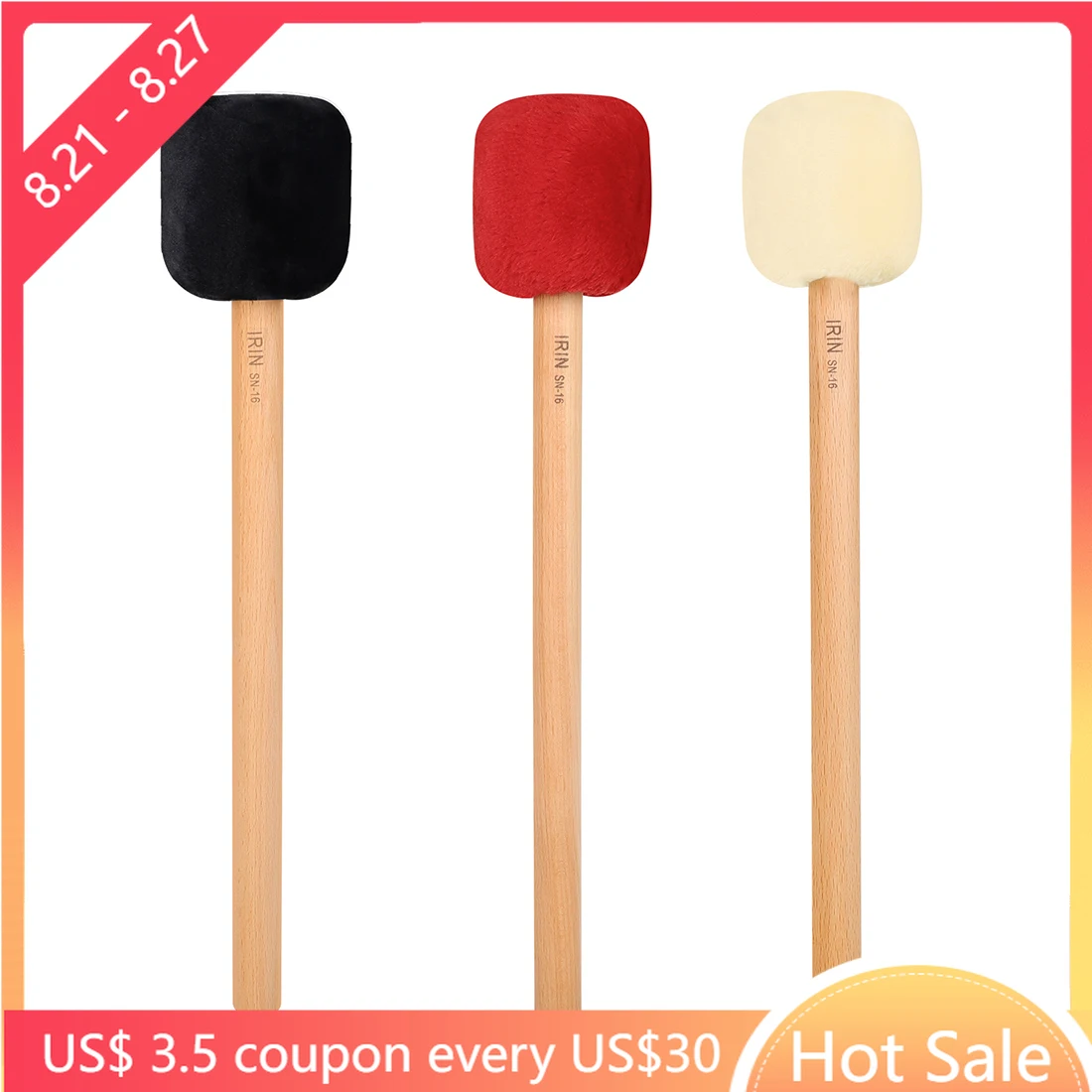 

New Drum Mallets Drumsticks Percussion Hammer Big Durable Wood Drums Stick Instrument Accessories for Snare Drum