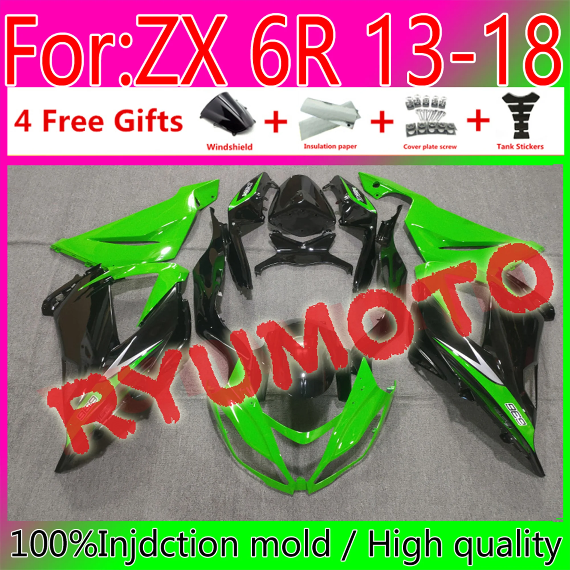 

Новый комплект обтекателей для мотоцикла ABS, подходит для Kawasaki Ninja ZX6R 636 2013 2014 2015 ZX-6R 13 14 15 16 17 18 обтекатель