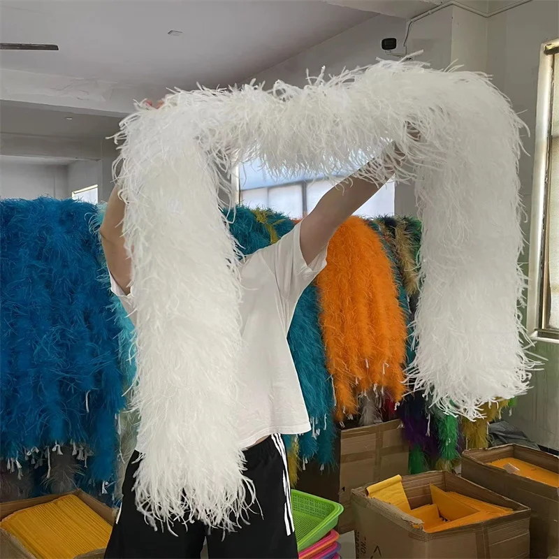 

2 Meters Ostrich Feathers Boa Thick for Wedding Carnival Party Decor Plume Shawl/Scarf Costume Clothing Sewing Accessories